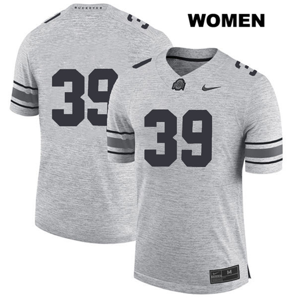 Ohio State Buckeyes Women's Malik Harrison #39 Gray Authentic Nike No Name College NCAA Stitched Football Jersey QF19Y43SZ